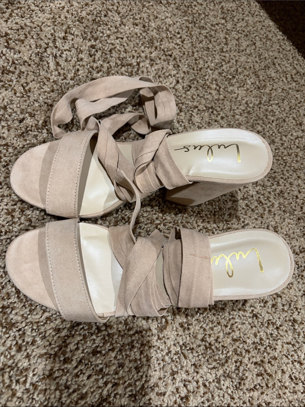 Lulu's Nude Blush Wrap Block-Heel Sandals